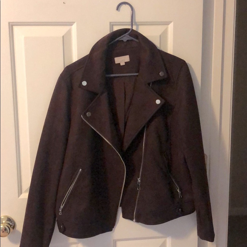 Ann Taylor loft wine Moto jacket size large